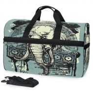 Maolong Savage Elephant Travel Duffel Bag for Men Women Large Weekender Bag Carry-on Luggage Tote Overnight Bag