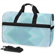 Maolong Blue Stereoscopic Geometric Pattern Travel Duffel Bag for Men Women Large Weekender Bag Carry-on Luggage Tote Overnight Bag