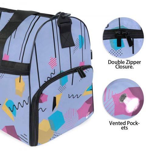  Maolong Colorful Fresh Line Pattern Travel Duffel Bag for Men Women Large Weekender Bag Carry-on Luggage Tote Overnight Bag