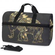 Maolong Golden Elephants Travel Duffel Bag for Men Women Large Weekender Bag Carry-on Luggage Tote Overnight Bag