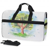 Maolong Beautiful Watercolor Tree Butterfly Travel Duffel Bag for Men Women Large Weekender Bag Carry-on Luggage Tote Overnight Bag