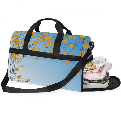  Maolong Elegant Golden Lily Blossom Travel Duffel Bag for Men Women Large Weekender Bag Carry-on Luggage Tote Overnight Bag