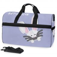 Maolong Interesting Easterpurple Rabbit Travel Duffel Bag for Men Women Large Weekender Bag Carry-on Luggage Tote Overnight Bag