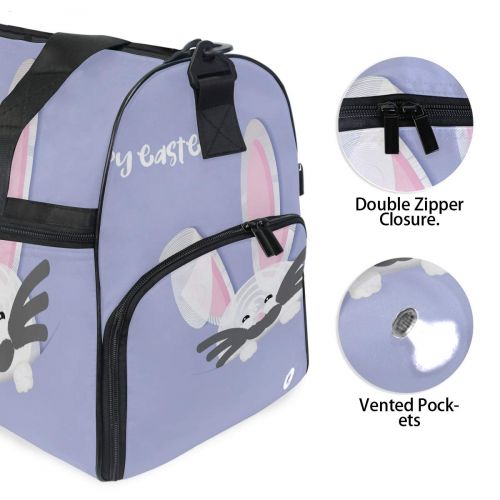  Maolong Interesting Easterpurple Rabbit Travel Duffel Bag for Men Women Large Weekender Bag Carry-on Luggage Tote Overnight Bag