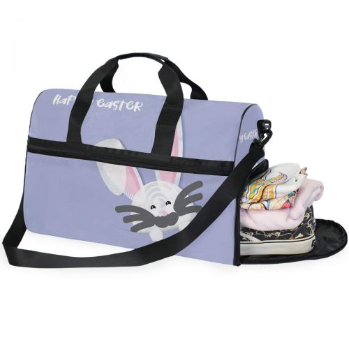  Maolong Interesting Easterpurple Rabbit Travel Duffel Bag for Men Women Large Weekender Bag Carry-on Luggage Tote Overnight Bag