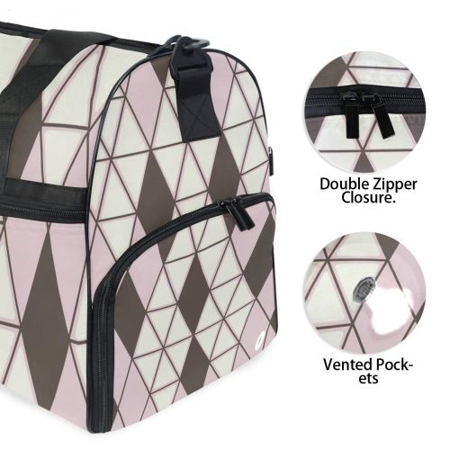  Maolong Simple Plaid Chevron Travel Duffel Bag for Men Women Large Weekender Bag Carry-on Luggage Tote Overnight Bag