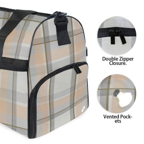  Maolong Simple Plaid Chevron Travel Duffel Bag for Men Women Large Weekender Bag Carry-on Luggage Tote Overnight Bag