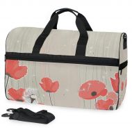 Maolong Beauty Dandelion Red Flowers Travel Duffel Bag for Men Women Large Weekender Bag Carry-on Luggage Tote Overnight Bag