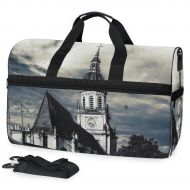 Maolong Church Tower Sky Clouds Travel Duffel Bag for Men Women Large Weekender Bag Carry-on Luggage Tote Overnight Bag