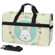 Maolong Easter Wreath Rabbit Egg Travel Duffel Bag for Men Women Large Weekender Bag Carry-on Luggage Tote Overnight Bag