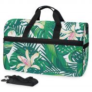 Maolong Rainforest Leaves Flower Travel Duffel Bag for Men Women Large Weekender Bag Carry-on Luggage Tote Overnight Bag