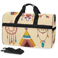 Maolong Hippie Cartoon Ethnic Pattern Travel Duffel Bag for Men Women Large Weekender Bag Carry-on Luggage Tote Overnight Bag