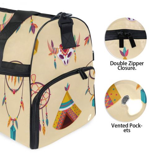  Maolong Hippie Cartoon Ethnic Pattern Travel Duffel Bag for Men Women Large Weekender Bag Carry-on Luggage Tote Overnight Bag