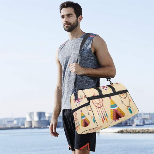  Maolong Hippie Cartoon Ethnic Pattern Travel Duffel Bag for Men Women Large Weekender Bag Carry-on Luggage Tote Overnight Bag