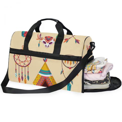  Maolong Hippie Cartoon Ethnic Pattern Travel Duffel Bag for Men Women Large Weekender Bag Carry-on Luggage Tote Overnight Bag