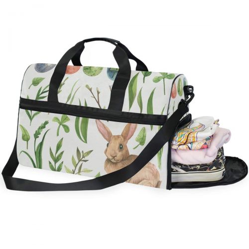  Maolong Easter Bunny Egg Leaves Travel Duffel Bag for Men Women Large Weekender Bag Carry-on Luggage Tote Overnight Bag