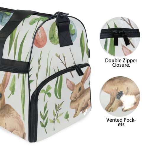  Maolong Easter Bunny Egg Leaves Travel Duffel Bag for Men Women Large Weekender Bag Carry-on Luggage Tote Overnight Bag