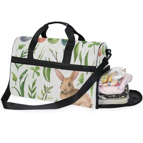  Maolong Cute Easter Bunny Pattern Travel Duffel Bag for Men Women Large Weekender Bag Carry-on Luggage Tote Overnight Bag