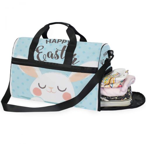  Maolong Cute Easter Bunny Pattern Travel Duffel Bag for Men Women Large Weekender Bag Carry-on Luggage Tote Overnight Bag