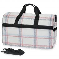 Maolong Simple Geometric Plaid Pattern Travel Duffel Bag for Men Women Large Weekender Bag Carry-on Luggage Tote Overnight Bag