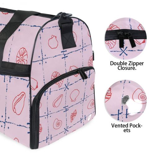  Maolong Cute Pink Lines Plaid Travel Duffel Bag for Men Women Large Weekender Bag Carry-on Luggage Tote Overnight Bag