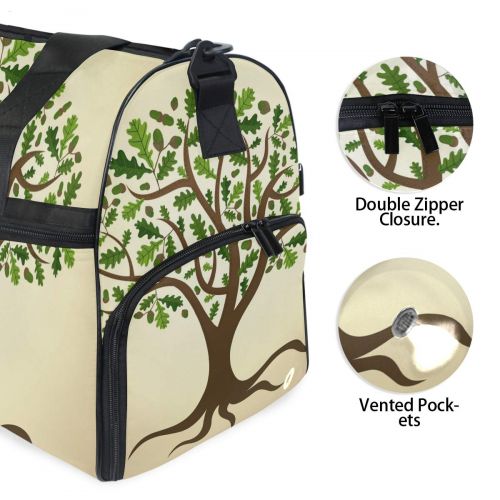  Maolong Green Leaves Tree Travel Duffel Bag for Men Women Large Weekender Bag Carry-on Luggage Tote Overnight Bag