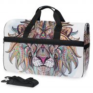 Maolong Lion Travel Duffel Bag for Men Women Large Weekender Bag Carry-on Luggage Tote Overnight Bag