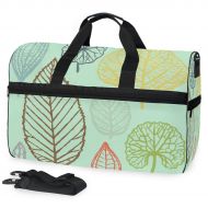 Maolong Hand-Painted Leaf Textures Travel Duffel Bag for Men Women Large Weekender Bag Carry-on Luggage Tote Overnight Bag