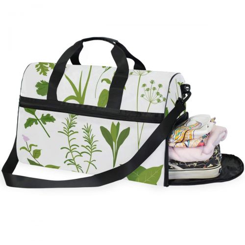  Maolong Herbaceous Green Plant Pattern Travel Duffel Bag for Men Women Large Weekender Bag Carry-on Luggage Tote Overnight Bag