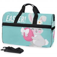 Maolong Easter Grey Rabbit Pink Egg Travel Duffel Bag for Men Women Large Weekender Bag Carry-on Luggage Tote Overnight Bag