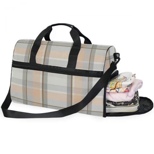  Maolong Simple Cartoon Heart Plaid Travel Duffel Bag for Men Women Large Weekender Bag Carry-on Luggage Tote Overnight Bag