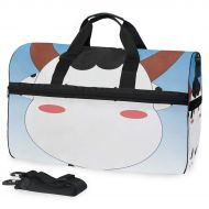 Maolong Cute White Cow Travel Duffel Bag for Men Women Large Weekender Bag Carry-on Luggage Tote Overnight Bag