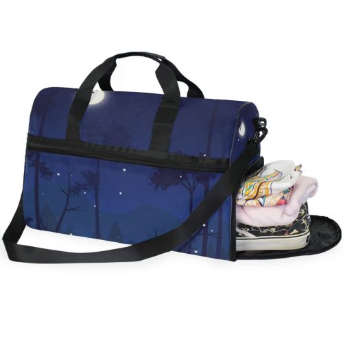  Maolong Night Moon Forest Stars Travel Duffel Bag for Men Women Large Weekender Bag Carry-on Luggage Tote Overnight Bag