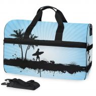 Maolong Beach Palms Surfing Sihouettes Travel Duffel Bag for Men Women Large Weekender Bag Carry-on Luggage Tote Overnight Bag