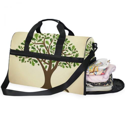  Maolong Watercolor Tree Grass Hill Travel Duffel Bag for Men Women Large Weekender Bag Carry-on Luggage Tote Overnight Bag