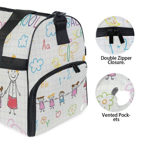  Maolong Cute Painted Child Math Travel Duffel Bag for Men Women Large Weekender Bag Carry-on Luggage Tote Overnight Bag