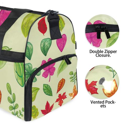  Maolong Fresh Color Leaf Plants Travel Duffel Bag for Men Women Large Weekender Bag Carry-on Luggage Tote Overnight Bag