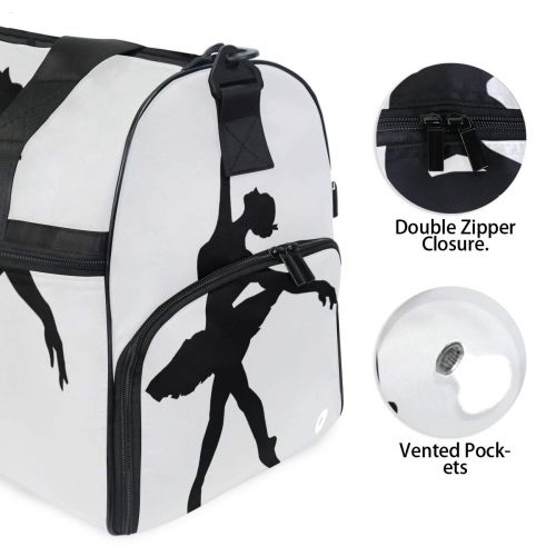  Maolong Black White Noble Dancer Travel Duffel Bag for Men Women Large Weekender Bag Carry-on Luggage Tote Overnight Bag