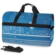 Maolong Simple Blue Line City Travel Duffel Bag for Men Women Large Weekender Bag Carry-on Luggage Tote Overnight Bag