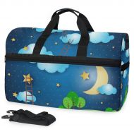 Maolong Cartoon Starlight Moon Night Travel Duffel Bag for Men Women Large Weekender Bag Carry-on Luggage Tote Overnight Bag
