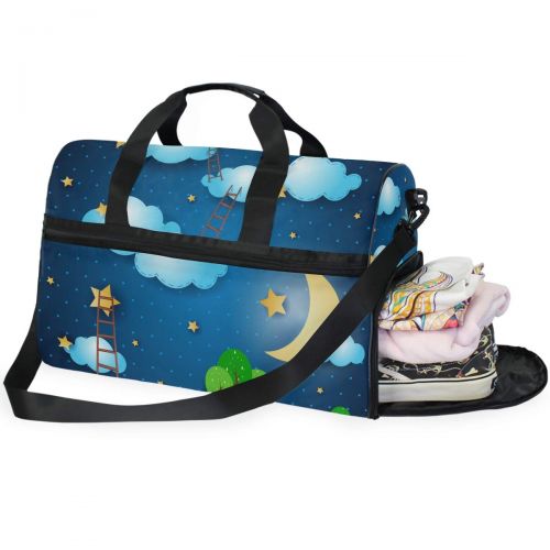  Maolong Cartoon Starlight Moon Night Travel Duffel Bag for Men Women Large Weekender Bag Carry-on Luggage Tote Overnight Bag