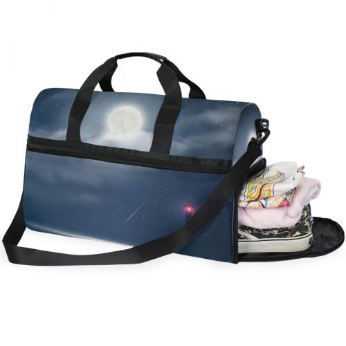  Maolong Cartoon Starlight Moon Night Travel Duffel Bag for Men Women Large Weekender Bag Carry-on Luggage Tote Overnight Bag