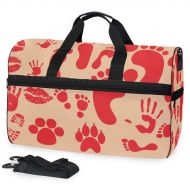 Maolong Red Hickey Paw Fingerprints Travel Duffel Bag for Men Women Large Weekender Bag Carry-on Luggage Tote Overnight Bag