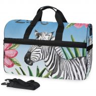 Maolong Watercolor Zebra Flowers Grass Travel Duffel Bag for Men Women Large Weekender Bag Carry-on Luggage Tote Overnight Bag