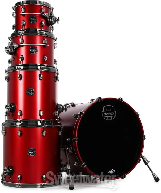  Mapex Saturn Evolution Workhorse 5-piece Shell Pack - Birch & Walnut - Tuscan Red