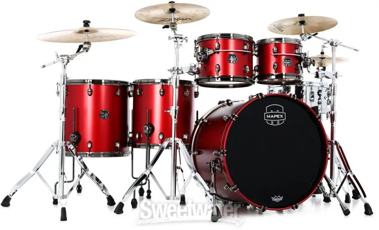  Mapex Saturn Evolution Workhorse 5-piece Shell Pack - Birch & Walnut - Tuscan Red