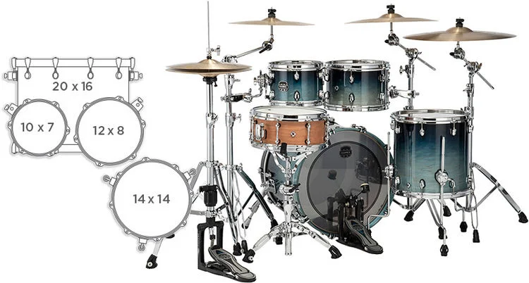  Mapex Saturn 4-piece Fusion Shell Pack - Teal Blue Fade