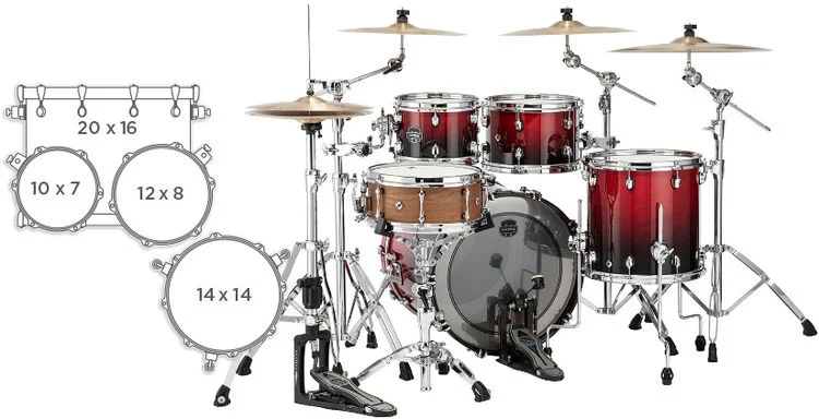  Mapex Saturn 4-piece Fusion Shell Pack - Scarlet Fade