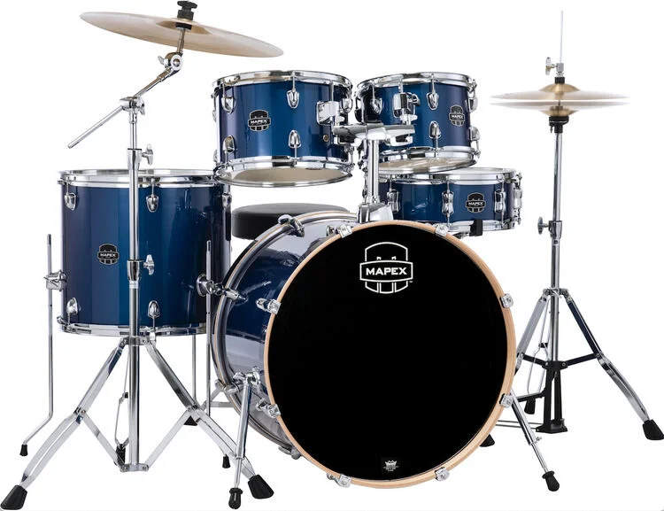  Mapex Venus 5-piece Rock Complete Drum Set - Blue Sky Sparkle
