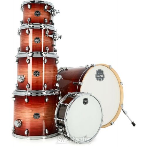  Mapex Armory 6-piece Studioease Fast Tom Shell Pack and 5-piece Venus 400 Series Hardware Pack - Redwood Burst